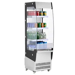 Fathersdaygift VEVOR Open Air Merchandiser, 3-Tier Shelving Commercial Refrigerator, Grab and Go Display Cooler Refrigerator with Air Curtain, 4 Swivel Wheels, LED Light, for Restaurants, Stores, Office, 7.8cu. ft., Beverage Refrigeratordealsforyoudays