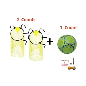 Football & Football Nets Set, 1 Set Including 1 Count Neon Football Size 5 with 2 Counts Portable Nets, Night-time Training Set for Adults and Children Training, Sports & Outdoor Equipment