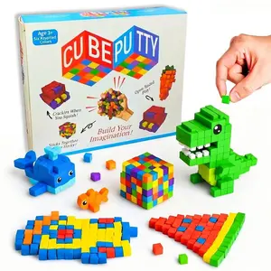 StickiKubes EVA Sticky Cubes | Non-Toxic Stackable STEM Blocks | Neon Portable Kids Travel Toy & Christmas/Birthday Gift