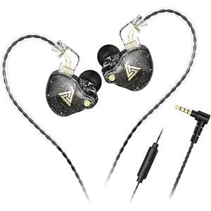 QKZ AK6 PRO Wired Gaming Earbuds with 1DD 10mm Dynamic Driver, Black IEM, Detachable Memory, Deep Bass Sound, Hi-Fi Headphones