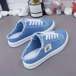 Women's Comfortable Outdoor Shoes - Simple Lace Up Mule Sneakers, Casual, Soft for Daily Wear Footwear Girl Nail White Garden Clogs