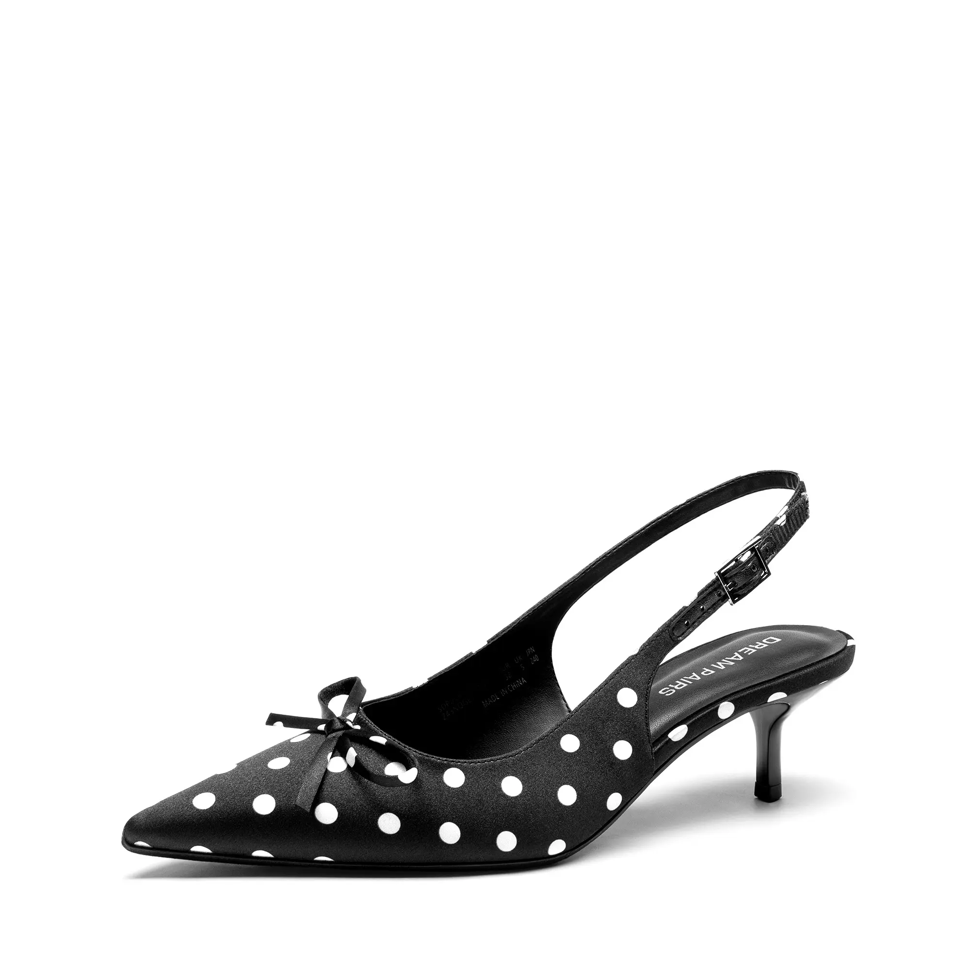 Dream Pairs Women's Kitten Heel Pointed Toe 2.17 Inch Low Slingback Bow Tie Pumps Cute Comfortable Chic Classic Date Shoes for Girls Summer Spring Footwear Dress Shoes All Day Wear