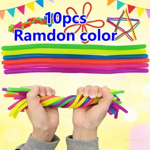10Pcs Colorful Elastic Noodle Party Decor | Flexible Festive Party Favors, Easter Basket & Holiday Bag Fillers, Ideal for Halloween, Christmas & Celebrations, Durable Party Supplies for Events & Gatherings