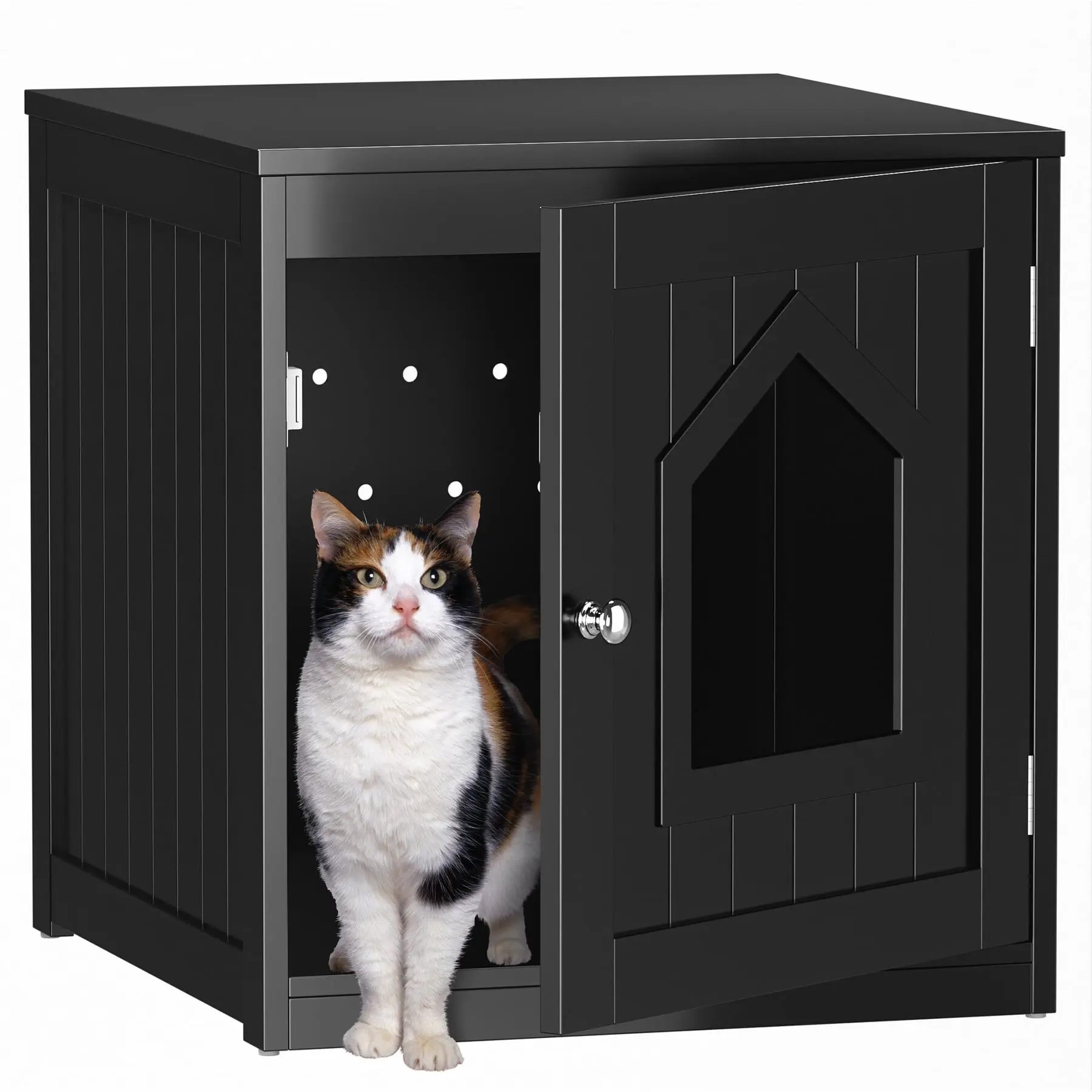 Pet Republic 20in Black Litter Box Covered Enclosure - Hidden Pet Washroom, MDF Side Table