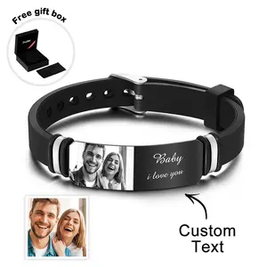 Custom Photo Engraved Bracelet Accessories Commemorate Men's Bracelet Business Gift for Boyfriend on Anniversary's Day