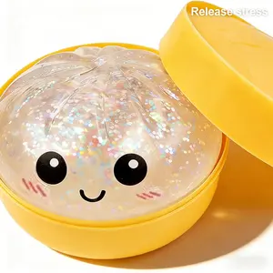 2026 Mega Rainbow Glitter Dumpling Squishy Toy with Steamer Box, Giant Soft Squeeze Stress Relief Fidget Toy, Cute Decompression Dough for Adults