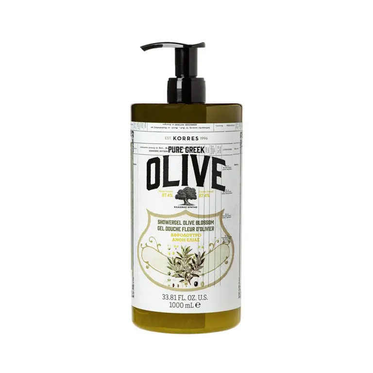 Shower Gel for Dry Skin, Moisturizing Body Wash Cleanser Made with Pure Greek Olive Oil, Hydrating and Nourishing Bath Soap for Smooth, Supple Skin, 1 Liter | KORRES