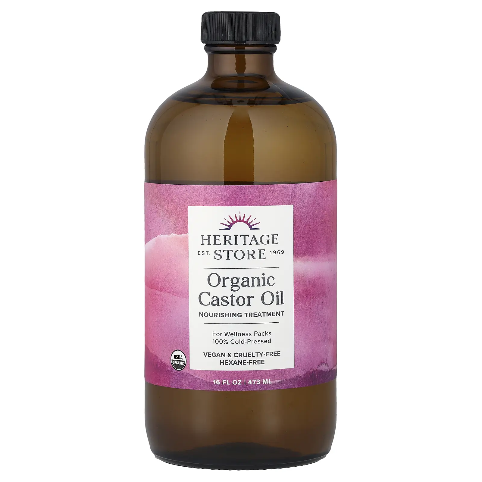Heritage Store Organic Castor Oil, 16 fl oz (473 ml)