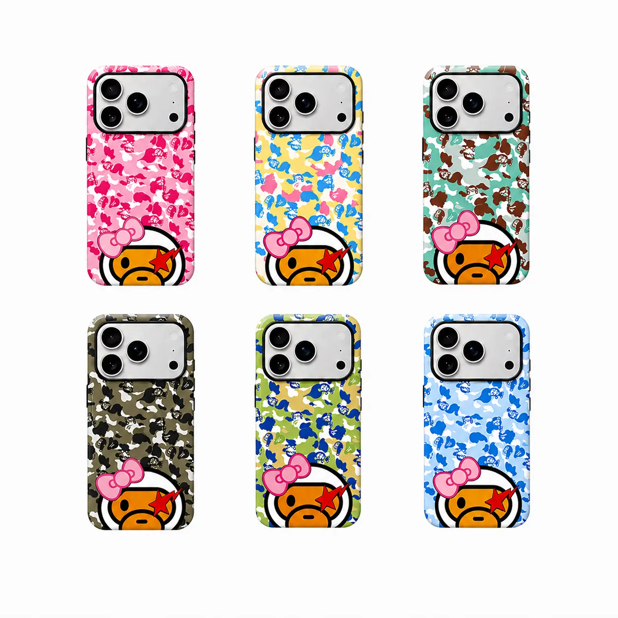 Bape  Milo Camo City Limited Protective Y2K Streetwear Phone Protective Cover for iPhone 12 13 14 15 16 17 Pro Max