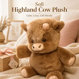 Highland Cow Plush Toy, Soft Fluffy Highland Cow Stuffed Animal, Cute Cow Plush Pillow for Kids, Adults, Home Decor Mini Hydroponic Vase Fridge Magnets Set