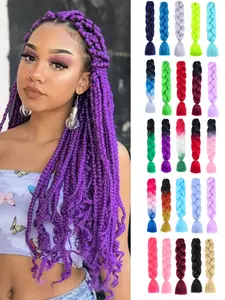 Jumbo Box Braiding Hair Extensions, Colorful Braiding Hair, Synthetic Rainbow Colors Braiding Hair for Women Girls Cosplay Party, Knotless Box Braid
