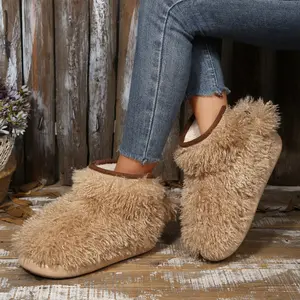 Women's Warm Fluffy Plush Slipper Boots Winter Warm Mini Snow Boots Indoor Outdoor Shoes