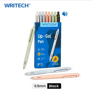 WRITECH Gel Pens Fine Point: 0.5mm No Smear & Smudge Black Ink Pen Click for Journaling Sketching Drawing Notetaking Retractable Extra Finepoint Smooth Writing Silent Pen Set Non Bleed 8ct Up-Gel