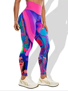 【Plus Size】 All Over Print Leggings, Athleisure Fitness Leggings, Fitness Training Leggings, Casual Comfy Breathable Skinny Pants for Women, Women's Bottoms for All Seasons, Skinny Yoga Bottoms