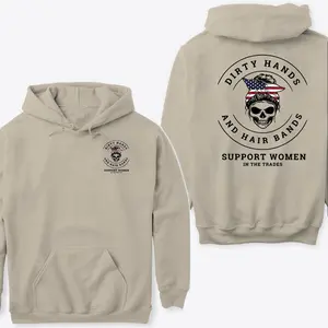 Support Women In The Trades Hoodie, Dirty Hands Hair Bands Graphic Hoodie, Blue Collar Women Workwear, Gift For Female Mechanic Welder Electrician, Streetwear Hoodie Style