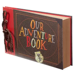 Scrapbook Photo Album, Our Adventure Book, Embossed Words Hard Cover Movie Up Travel Scrapbook for Anniversary, Wedding, Travelling