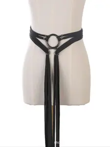 Women's Vintage Bowknot Belt Dress Waist Cincher, Medieval Style Ethnic Pattern Thin Leather Belt, All Seasons Fashion Accessory, Boho Style Belt