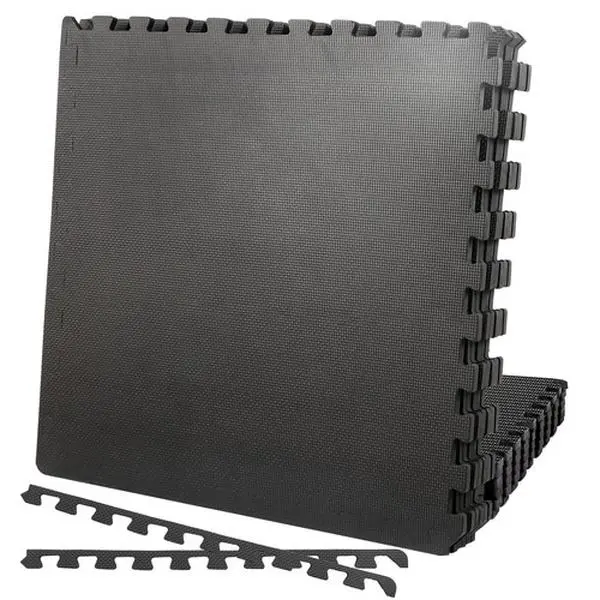 Zeny 6-Piece High Density EVA Foam Puzzle Floor Mats - 24in×24in Interlocking Edge Indoor Floor Mat, Non-Slip, Waterproof Shock-Absorbing Pad Area Rugs for Gym, Household Workout Use, Black