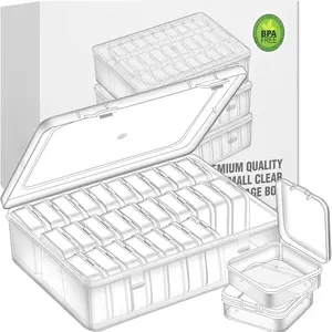Bead Organizer Box, 90 count Small Clear Plastic Storage Containers, Craft Storage Box Features Hinged Lid and Labels, Mini Boxes for Bracelets, , , Clay Beads, Screws, Seeds, Small Parts