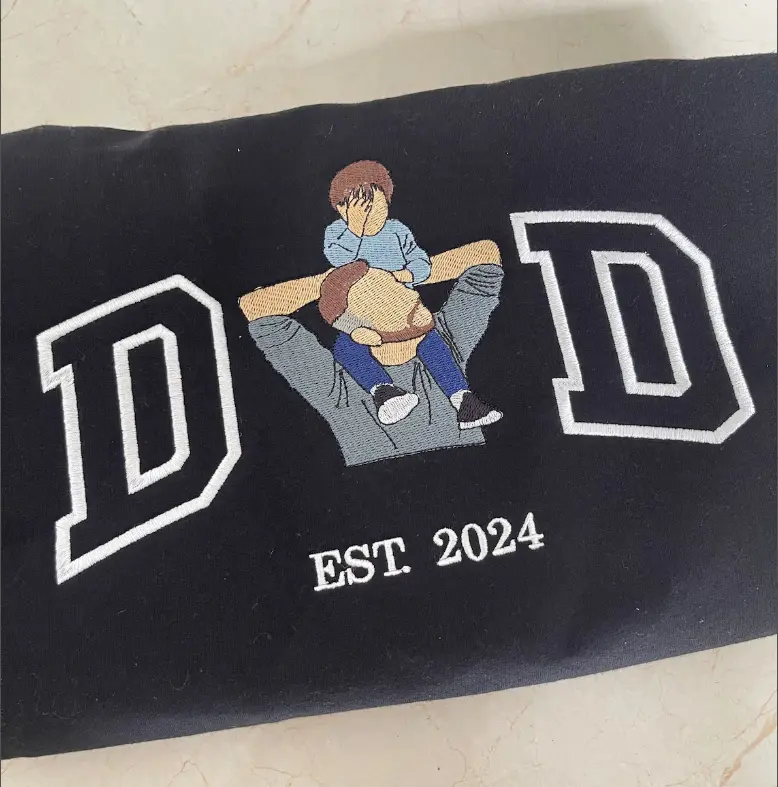 Embroidered dad shirt, Custom embroidered father tshirt, custom father embroidered tshirt, Custom embroidered photo