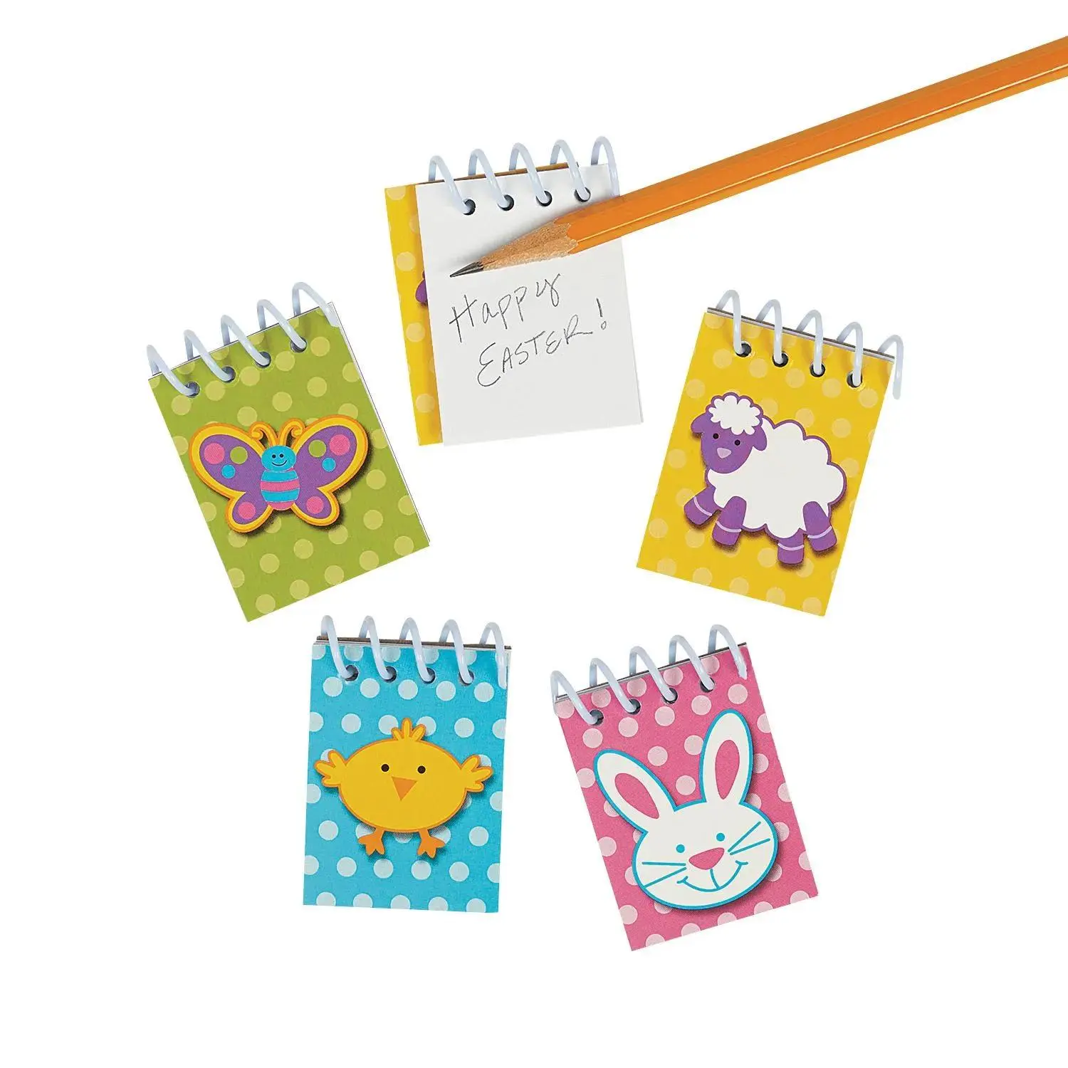 Pocket-Sized Spiral Notebooks - 48 Pc. Charming Easter Office Stationery Supplies, Writing Stationery for Basket Fun Giveaways