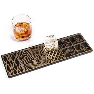 Elements Themed Clear Ice Cube Design Tray - Craft Modern Ice Molds for Bourbon & Cocktails in 5 Seconds - Whiskey Ice Mold Ice Cube Stamp – Bartender Accessories - Clear Ice Cocktails by Ash Harbor