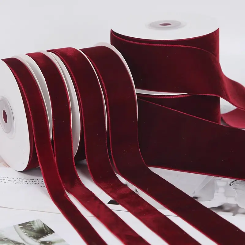 Colorful Thick Velvet Ribbon Roll, Multiple Sizes Available, Perfect for Christmas Tree Decorations, Gift Wrapping, DIY Crafts, Home Sewing Projects