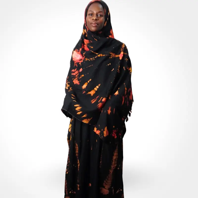 (Final Sale) Maani Jannah 100% Cotton Hand Tie & Dyed Mumu Bati Dress - Breathable Fabric for Summer Comfort & Versatile Style. 60inches long
