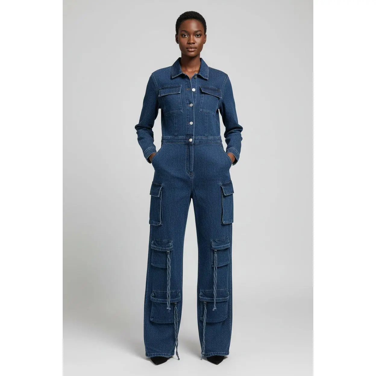 Denim Cargo Jumpsuit