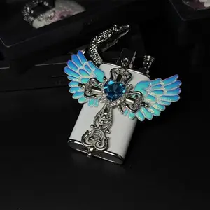 Dual-Flame Windproof Butane Torch Lighter, Angel Wings Cool Design Crocodile Lighter, A Perfect for Men and Women.
