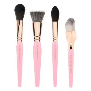 Bdellium Tools Pink Golden Triangle Face Set - Synthetic Makeup Brushes for Foundation Blush & Powder - Precision Kabuki & Tapered Contour - Vegan Soft Bristles - Rose Gold Ferrule - US D831362