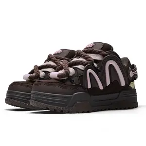 Q-AND Casual Sports Skateboard Shoes, 5 Color Matching, Casual Sports Shoes, Thick-soled Skateboard Shoes, Low-top, Thick Straps, Shock Absorption, Breathable Upper. Suitable For Outdoor Travel, Teenagers, Outdoor Sports Enthusiasts, Fashion Gurus