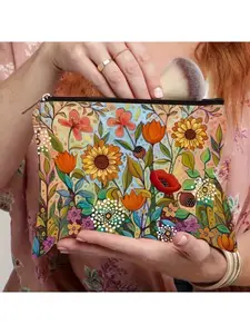 A Floral Makeup Bag with a Secure Zipper - a Versatile And Toiletry Pouch for Women, Unscented And Durable, Perfect for Travel Organization