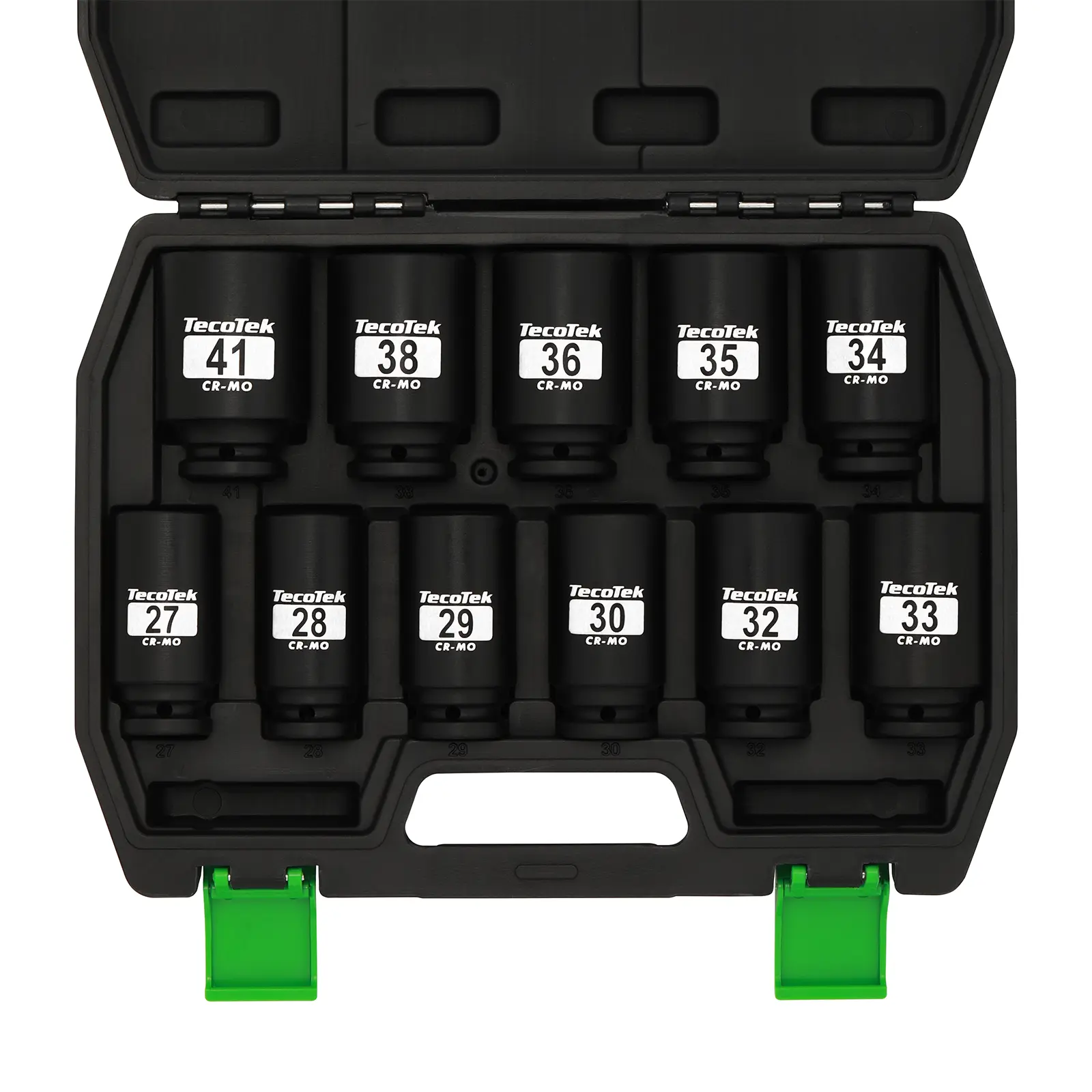1/2" Drive Deep 6-Point Impact Socket Set, 11-Piece Deep Metric Spindle Axle Nut Impact Socket Set, Cr-Mo, 27mm - 41mm#fathersdaygift,father'sdaygifts