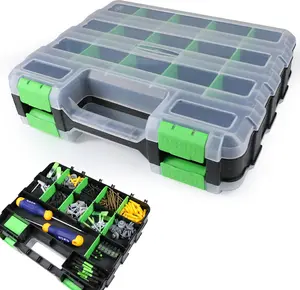 Parts Organizer, 34-Compartments Double Side Parts Box with Removable Dividers, Hardware Storage for Screws, Bolts, Nails, Beads, Jewelry