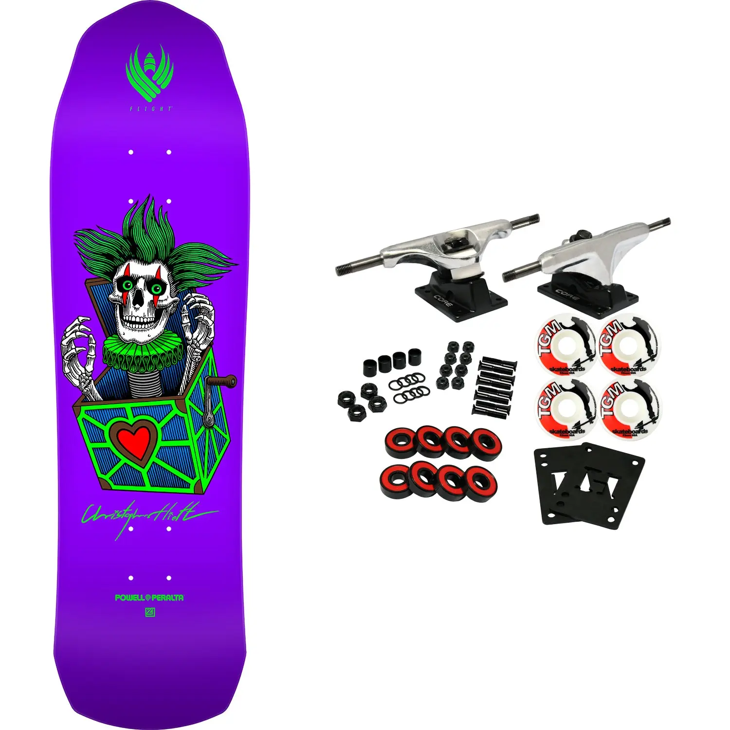 Powell Peralta Skateboard Complete Flight Chris Hiett Skull Purple 8.5" x 31.2"
