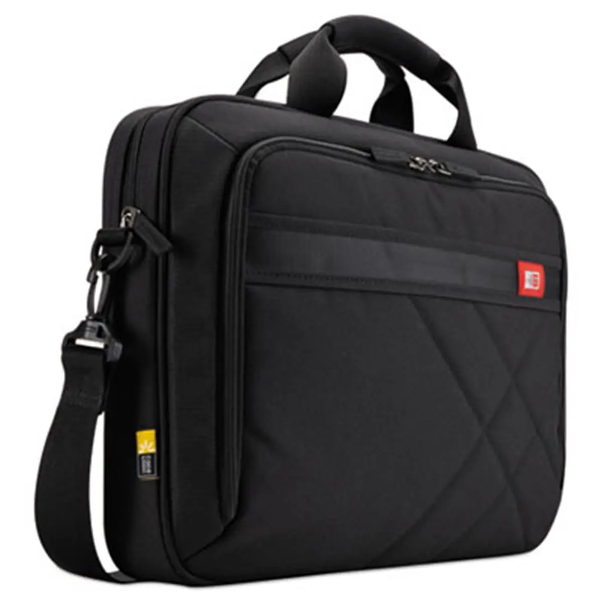 Black Diamond Pattern Laptop Briefcase for Men, 17-Inch Padded Business Case with Double Handle and Detachable Shoulder Strap, Zipper, Multi-Compartment, Padded Pockets, Laptop Compartment