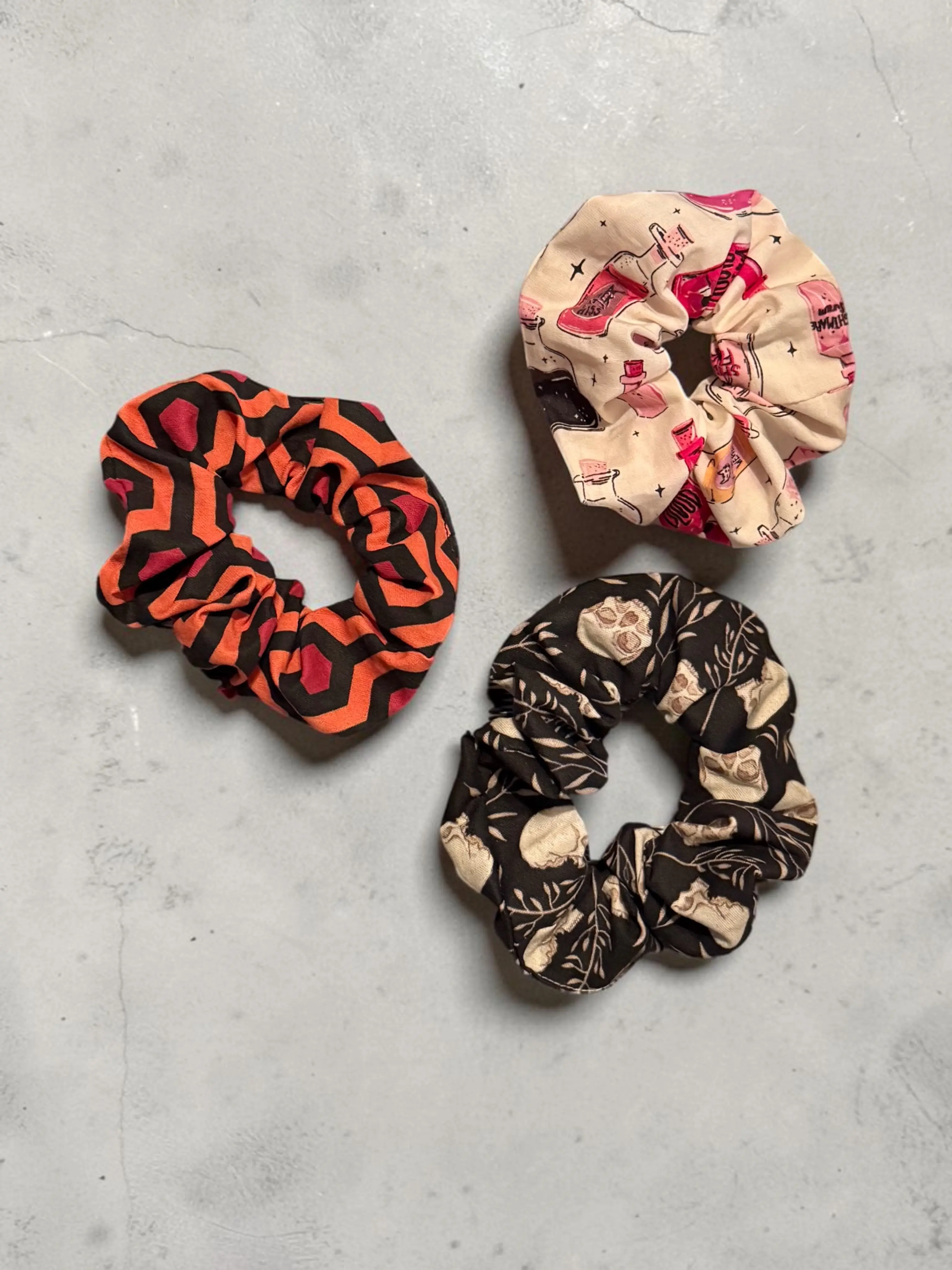 Gothic Horror Hair Scrunchie - Spooky Alternative Hair Accessories - Creepy Handmade Velvet Scrunchies - Dark Aesthetic Goth Gift for Her