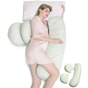 Oternal Pregnancy Pillow for Pregnant Women,Soft Pregnancy Body Pillow,Support for Back, Hips, Legs,Maternity Pillow with Detachable & Adjustable Pillow Cover, Green