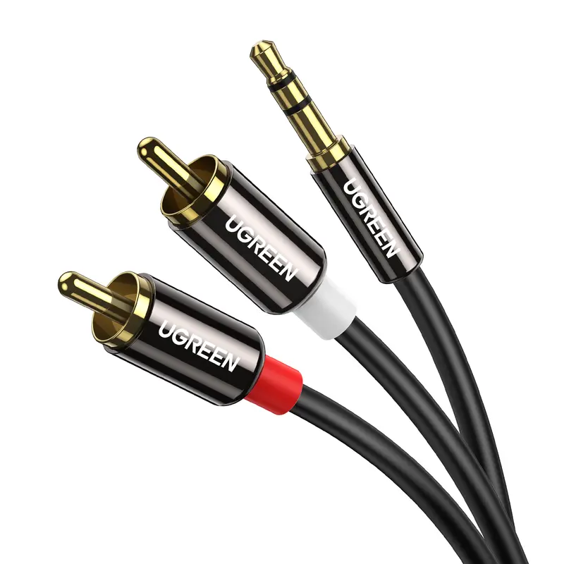 UGREEN 3.5mm to RCA Cable, 6.6FT RCA Male to Aux Audio Adapter HiFi Sound Headphone Jack Adapter Metal Shell Y Splitter Auxiliary Cord 1/8 Connector for Phone Speaker MP3 Tablet HDTV