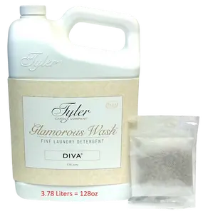Tyler Candle Company Glamorous Wash - Laundry Detergent w/ Single Sachet Pouch - Diva fragrance (3.78L / 128oz)