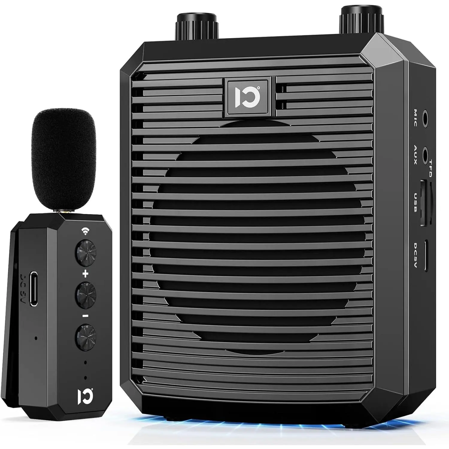 18W Voice Amplifier with  Lavalier Microphone, Portable Speaker with 2.4G  Microphone Rechargeable Personal PA System for Teachers Classroom Meeting