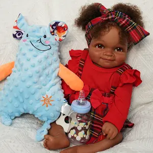 Vacos 20" Realistic Reborn Baby Dolls Black Girl with Open Brown Eyes | Hand-Rooted Hair | Soft Weighted Vinyl Body | Poseable | Gift Set with Bottle, Diaper, Pacifier & Accessories | Ages 3+