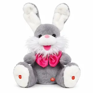 MIAODAM Peek-A-Boo Bunny Stuffed Animal - Interactive Plush Toy with Moveable Ears, 15 Songs & Adjustable Volume, Toddler-Safe for Tummy Time,Soft Huggable Dealsforyoudays
