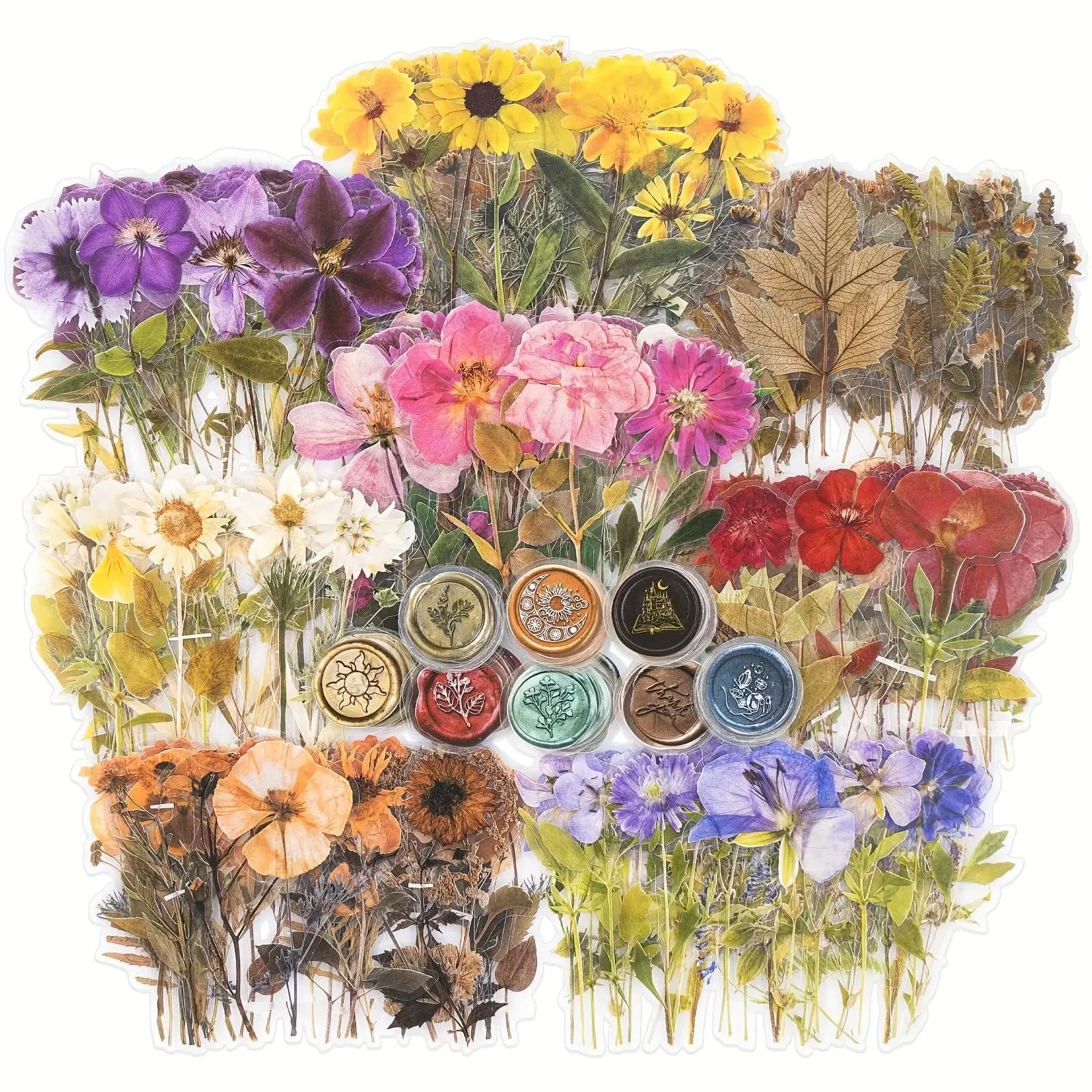 Random Color Dried Flowers Resin Stickers, Self Adhesive Decorative Stickers, DIY Decals Accessories for Water Bottle, Laptop, Phone Case, Cellphone Casing, Scrapbooking, Decoration Sticker