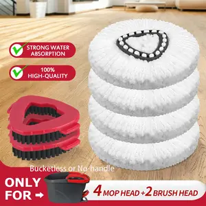 Mop Head & Scrub Brush Refill For O-Cedar EasyWring 1 Tank System Only. Bucket & Handle NOT Included. Perfect Suitable Cleaners Pack Cleaning，5/6pack，