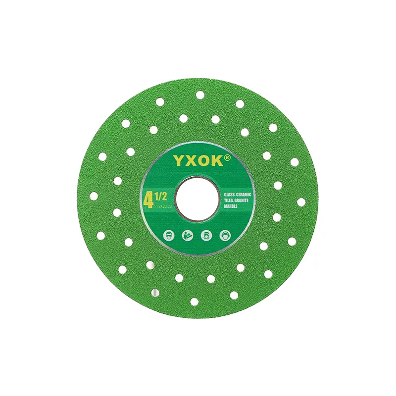 YXOK 1PCS/3PCS 115mm Ultra-Thin Diamond Saw Blades - 1.2mm Substrate Thickness, Heat Dissipating Porous Design, 45 Degree Chamfered Diamond Cutting Wheel Blades for Tile & Marble Cutting Tasks, Angle Grinder Power Tool Accessories, 4.5" (115Mm) Ultra-Thin