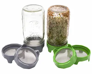 Rust Proof Sprouting Lid with Built-In Stand for Wide Mouth Mason Jars
