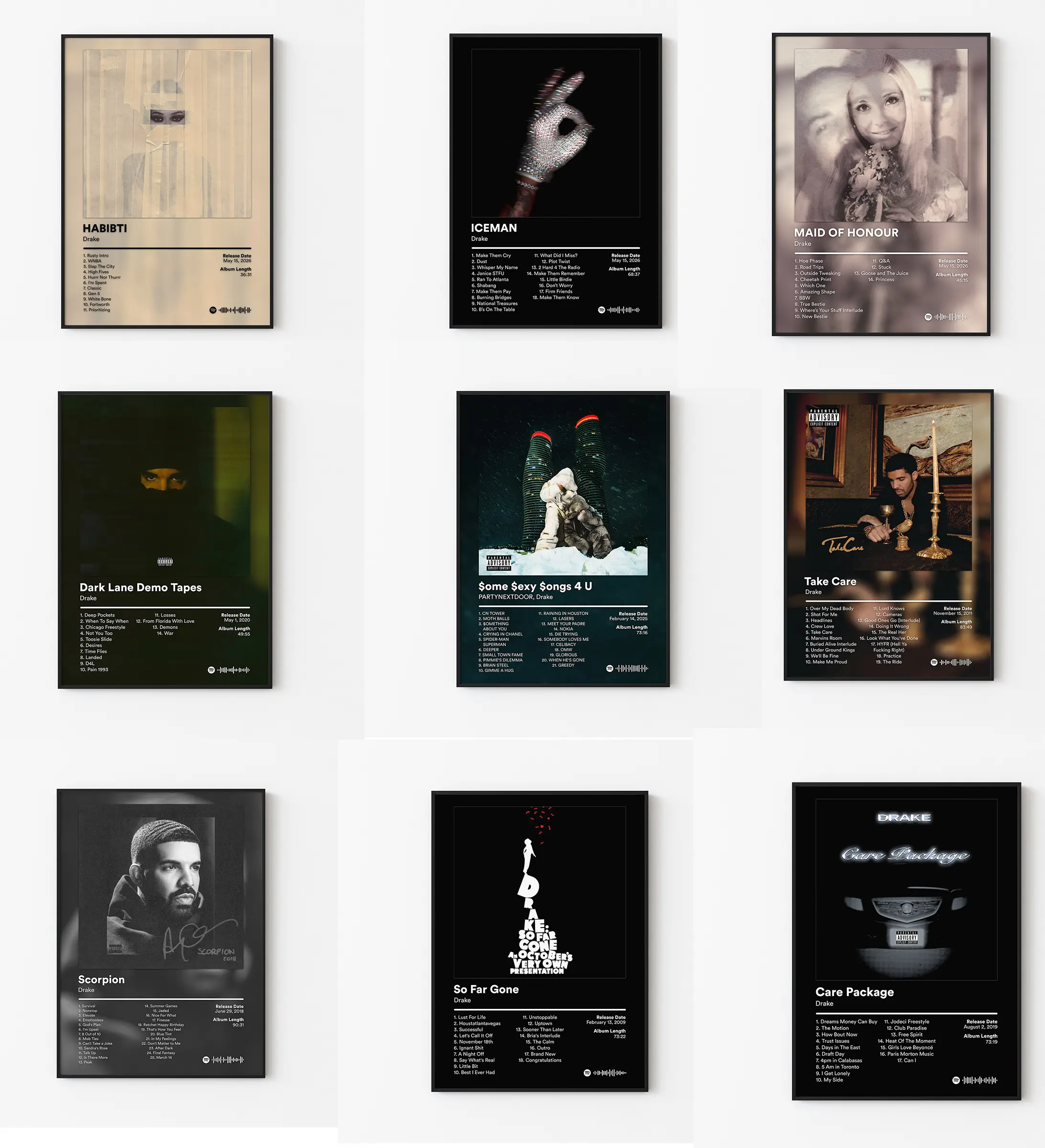 Drake Rapper Music Bundle Album Cover Wall Art Poster HD Print Unframed Aesthetic Room Home House Modern Wall Decor Trendy Gift For Fan.