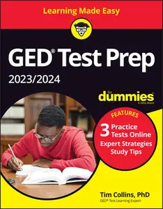 USED-GED Test Prep 2023 / 2024 for Dummies: Book + 3 Practice Tests Online by Collins, Tim (Paperback)